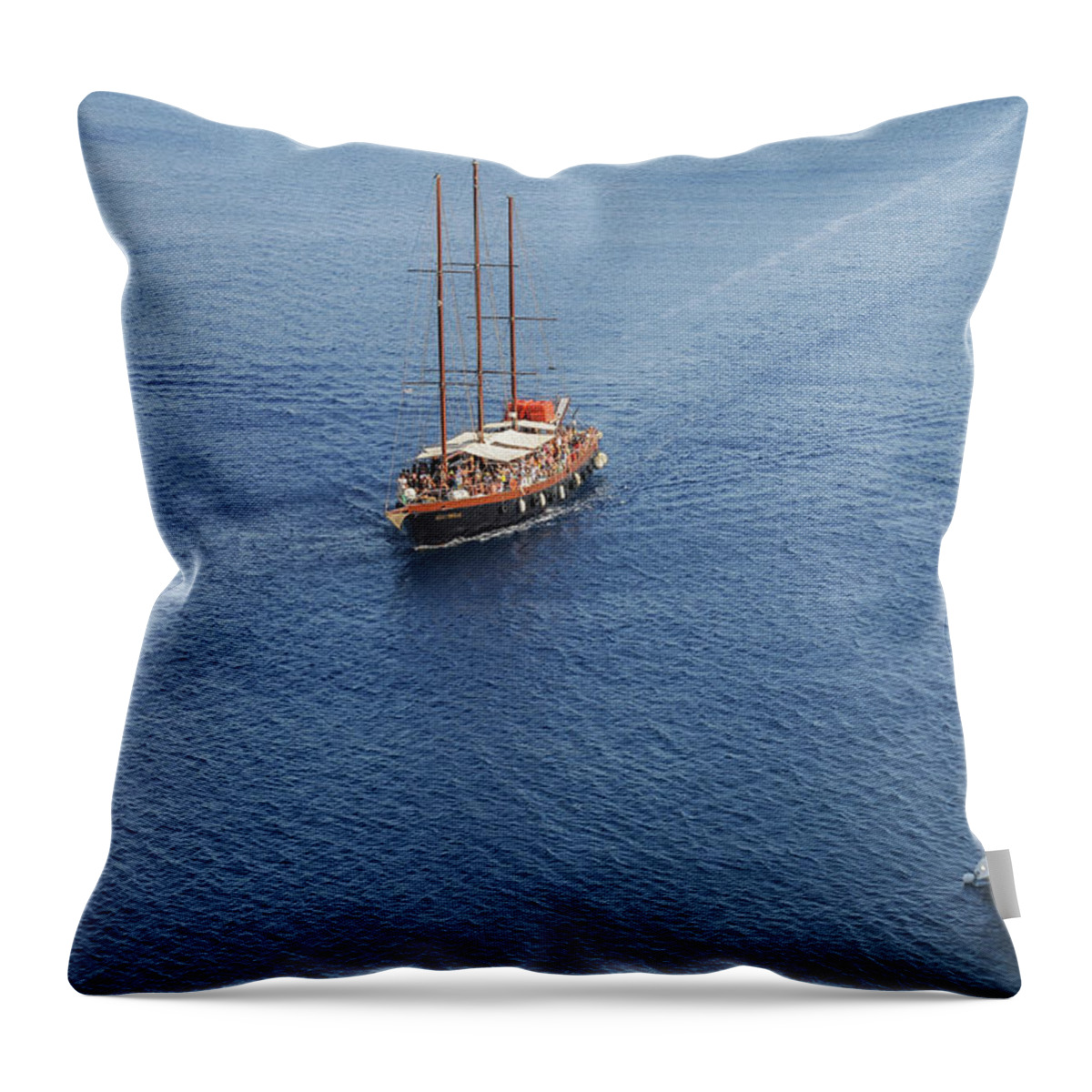 Sailing Throw Pillow featuring the photograph Yachts sailing on a blue calm sea by Michalakis Ppalis