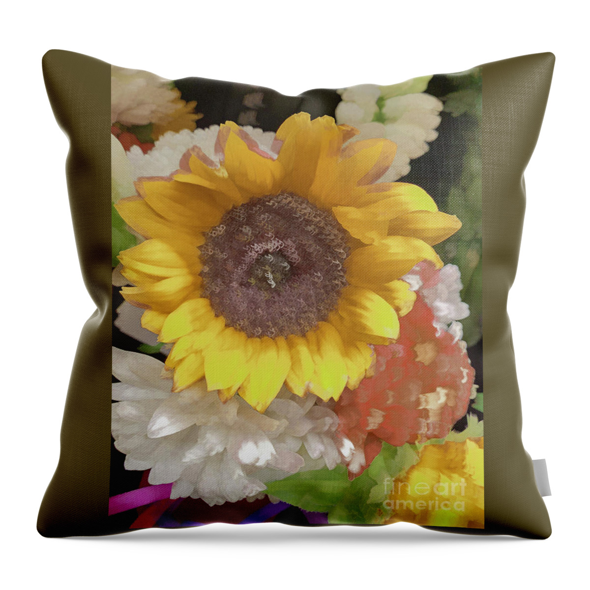 Abstract Throw Pillow featuring the photograph Yellow flower pastel by Phillip Rubino