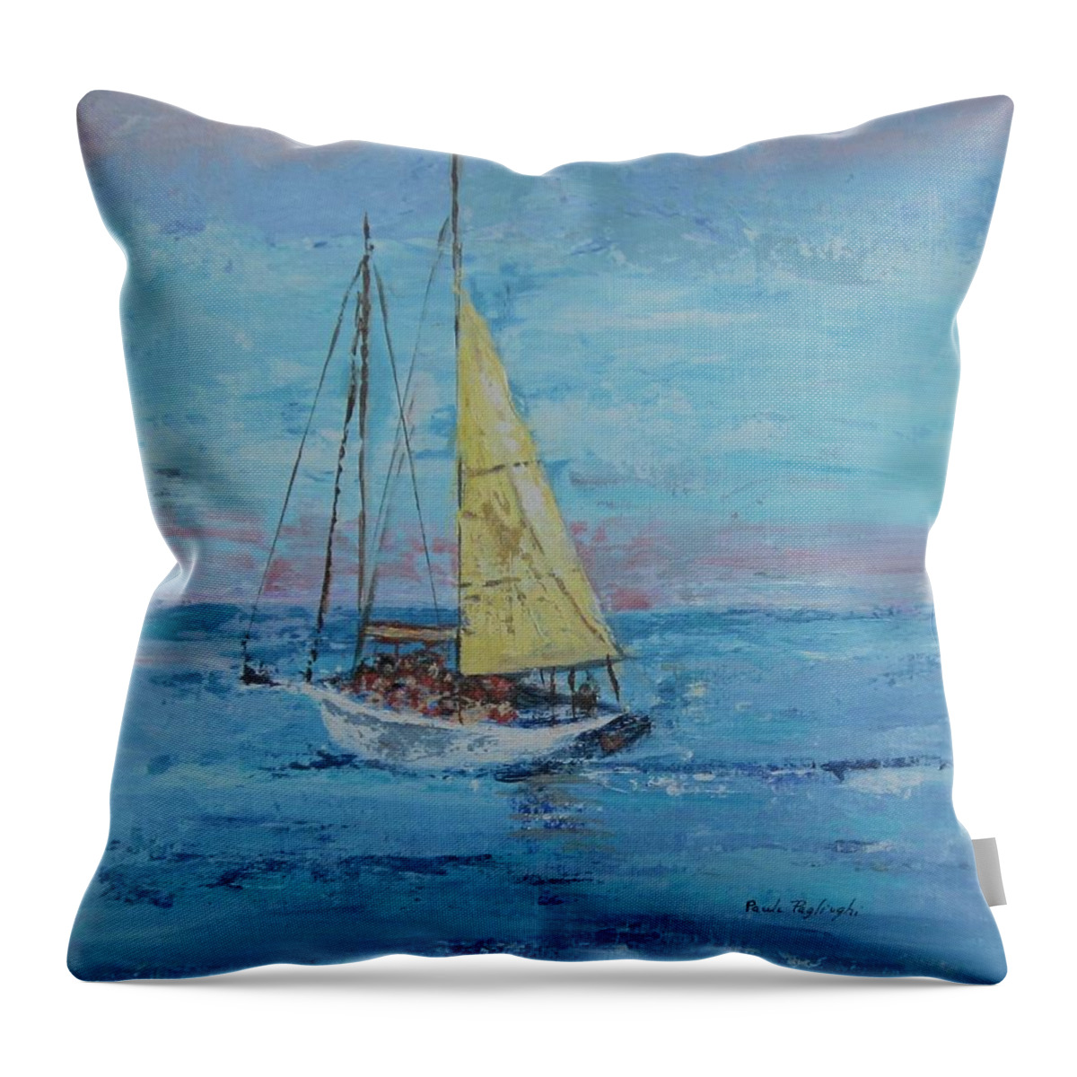 Painting Throw Pillow featuring the painting Yellow Sail by Paula Pagliughi