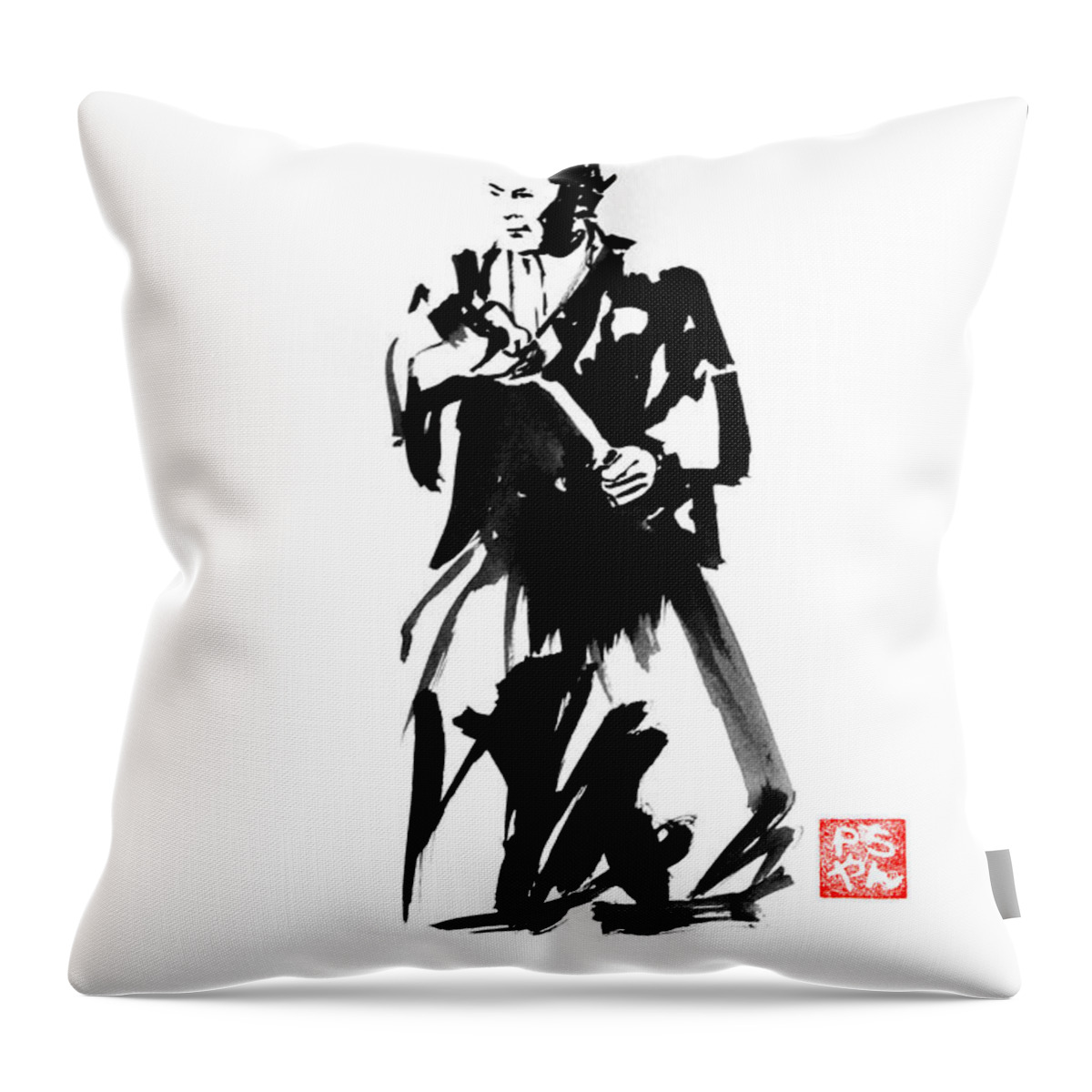 Yojimbo Throw Pillow featuring the painting Yojimbo by Pechane Sumie