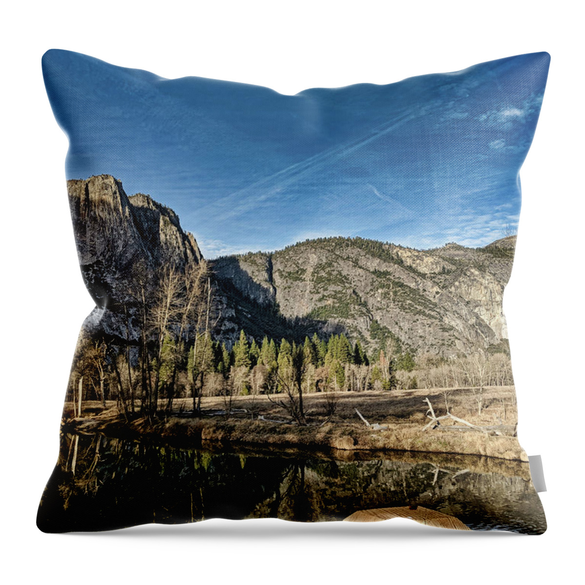 Water Throw Pillow featuring the photograph Yosemite Reflection by Portia Olaughlin