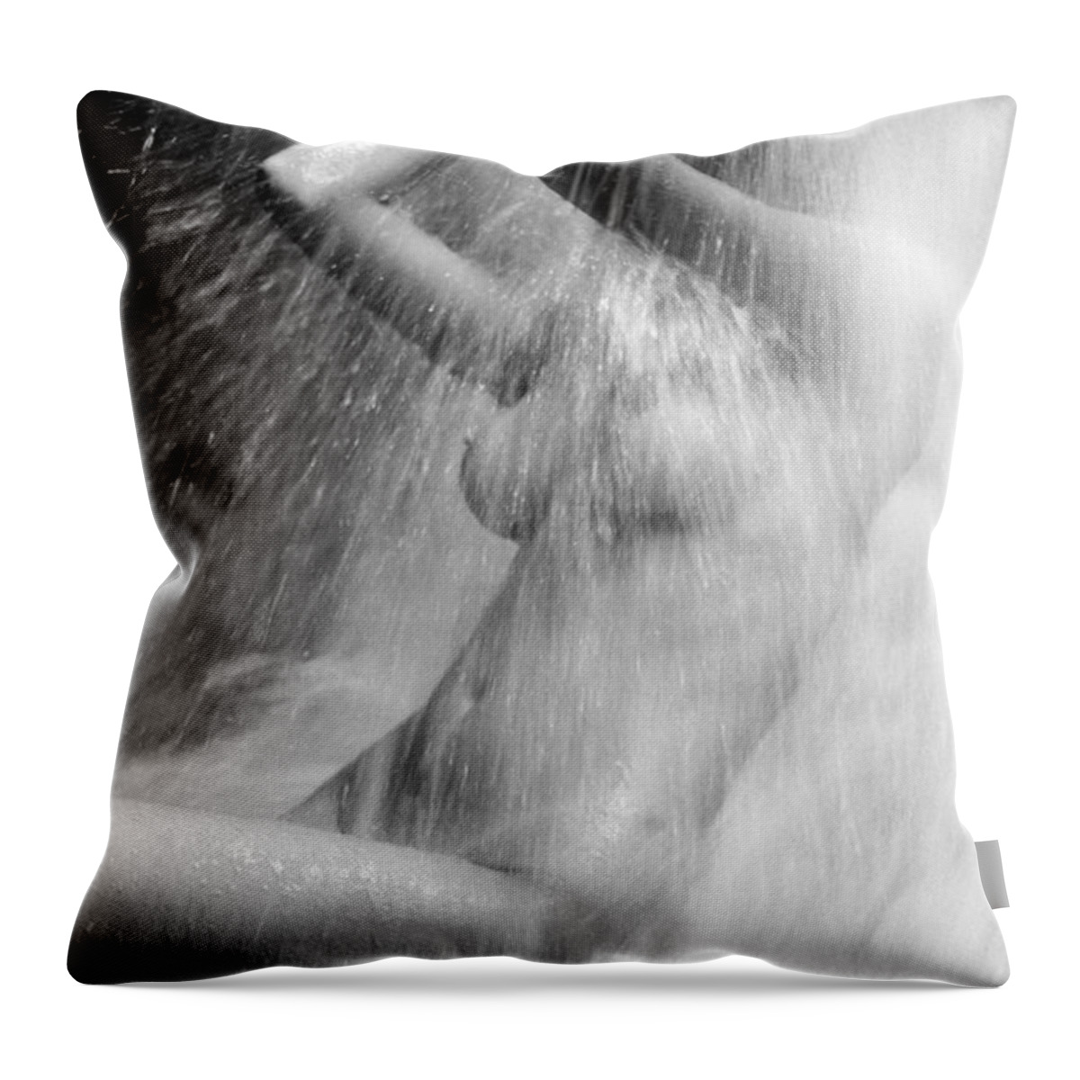 Shower Throw Pillow featuring the photograph Young Woman In The Shower by Juan Silva