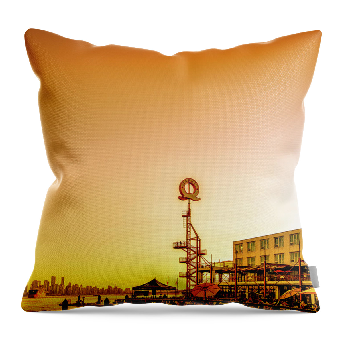 Winter Olympic City Throw Pillow featuring the photograph 0042 Lonsdale Quay North Vancouver Canada by Amyn Nasser Neptune Gallery