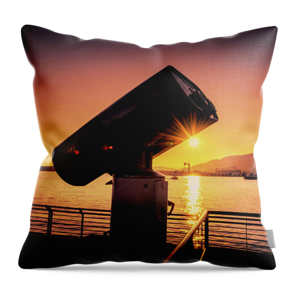 The Shipyards District Lower Lonsdale Throw Pillow featuring the photograph 0105 Sunset Lonsdale Quay North Vancouver by Amyn Nasser Neptune Gallery
