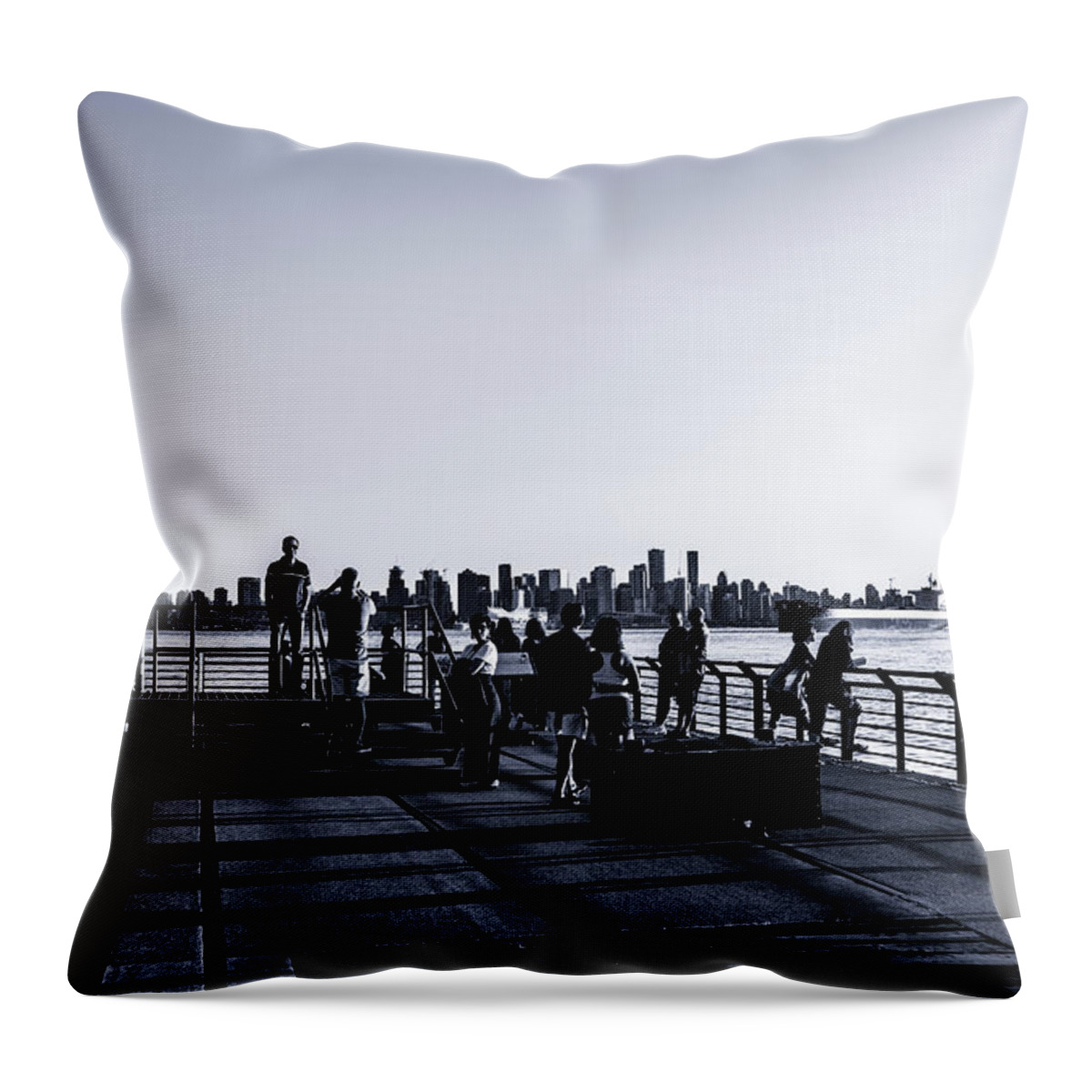 Winter Olympic City Throw Pillow featuring the photograph 0112 Burrard Dry Dock Pier North Vancouver by Amyn Nasser Neptune Gallery