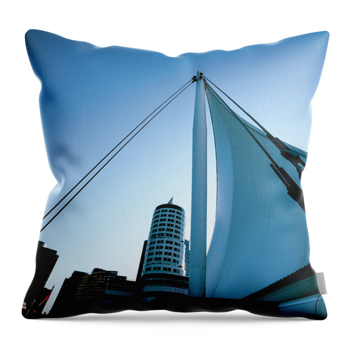 Port Of Vancouver Throw Pillow featuring the photograph 0178 Port of Vancouver Sails Canada Place by Amyn Nasser Neptune Gallery