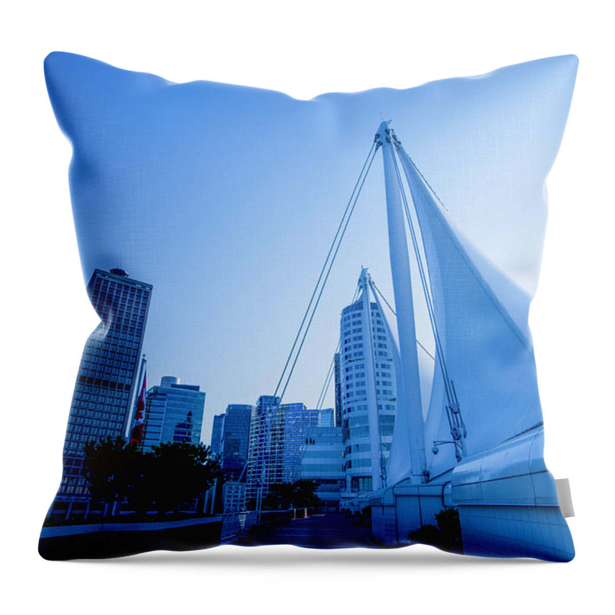 Port Of Vancouver Throw Pillow featuring the photograph 0190 Port of Vancouver Sails Waterfront by Amyn Nasser Neptune Gallery