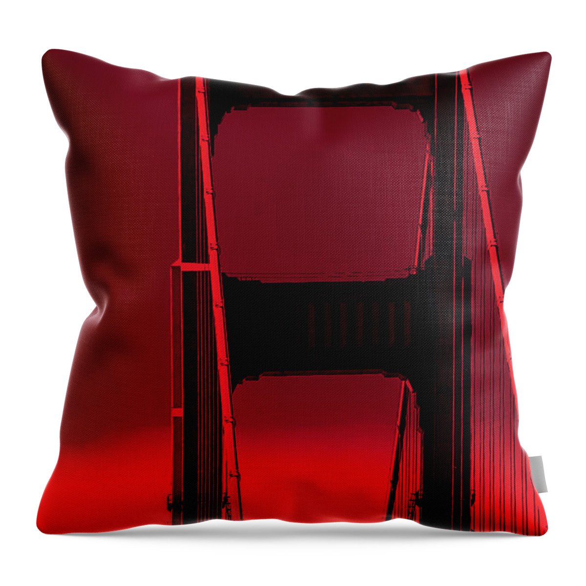 Architecture Throw Pillow featuring the photograph 0695 Red San Francisco Bridge California by Amyn Nasser Neptune Gallery