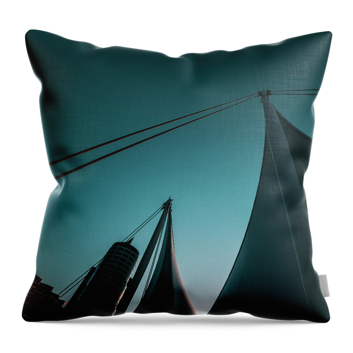 Port Of Vancouver Throw Pillow featuring the photograph 0185 Port of Vancouver Sails Canada Place by Amyn Nasser Neptune Gallery