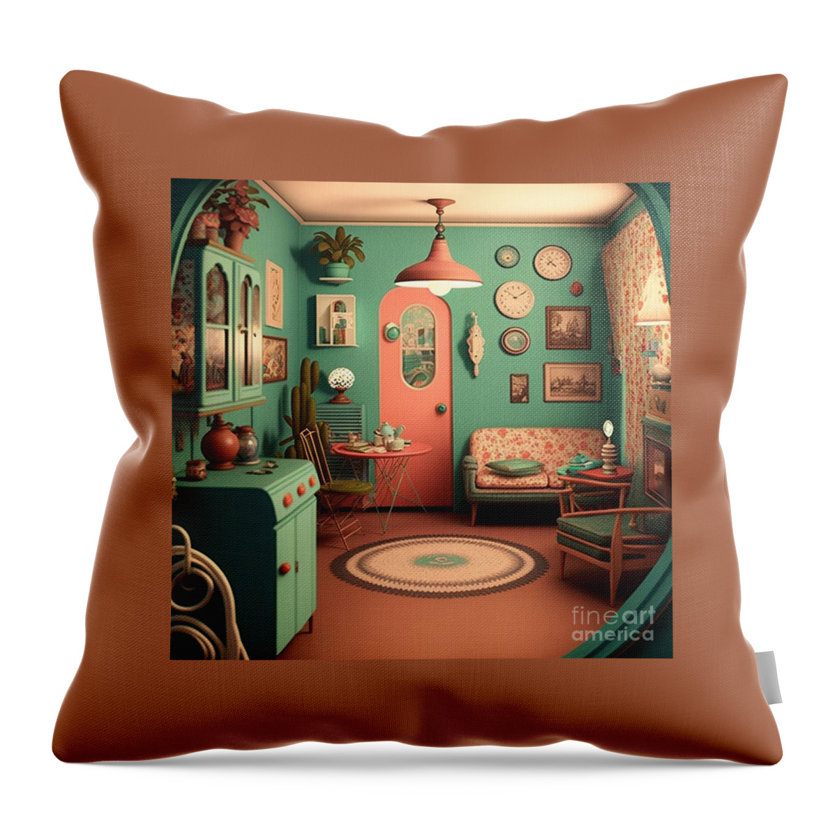 50s Kitsch Throw Pillow featuring the mixed media 50s Kitsch by Jay Schankman