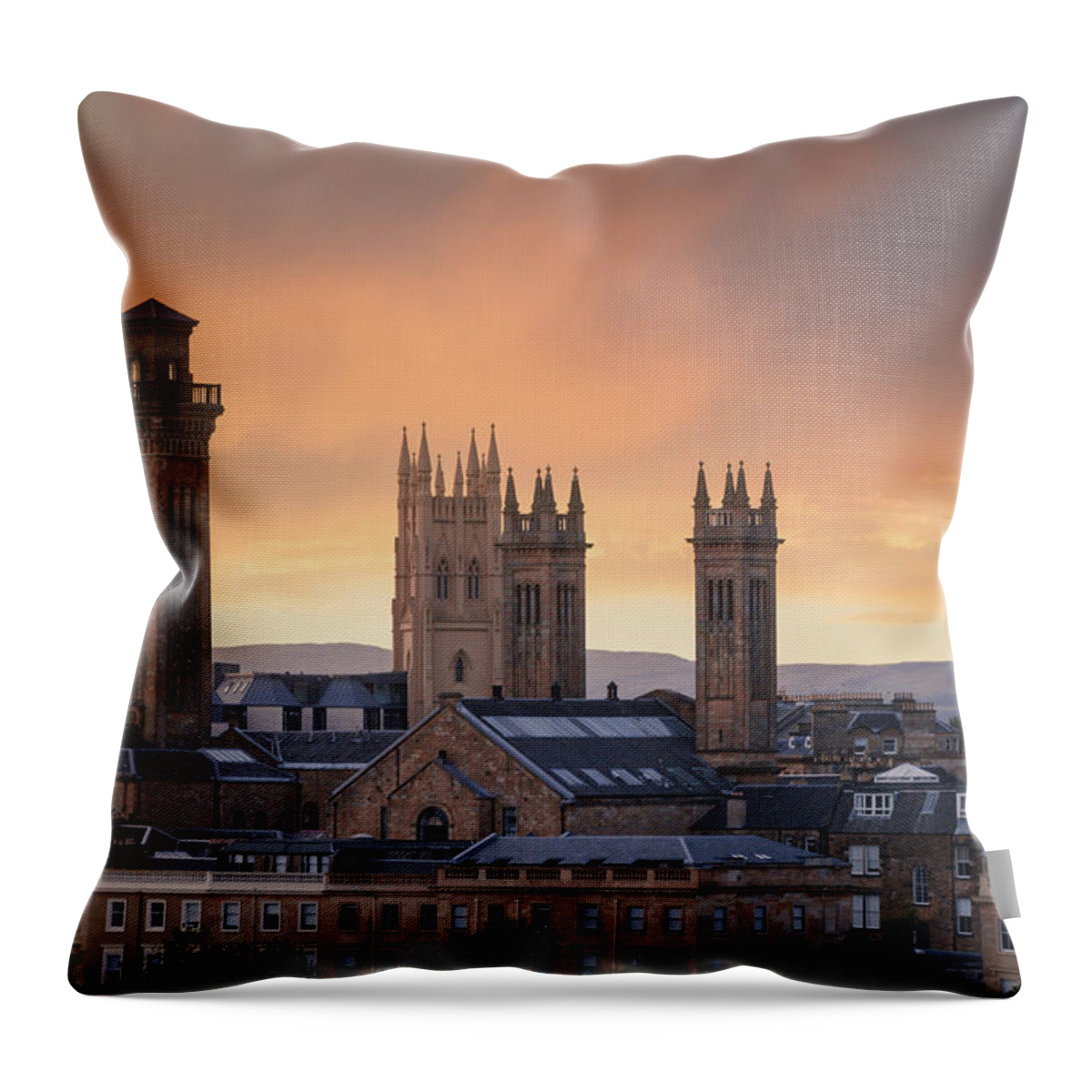 Orange Throw Pillow featuring the photograph A Glasgow City View by Rick Deacon