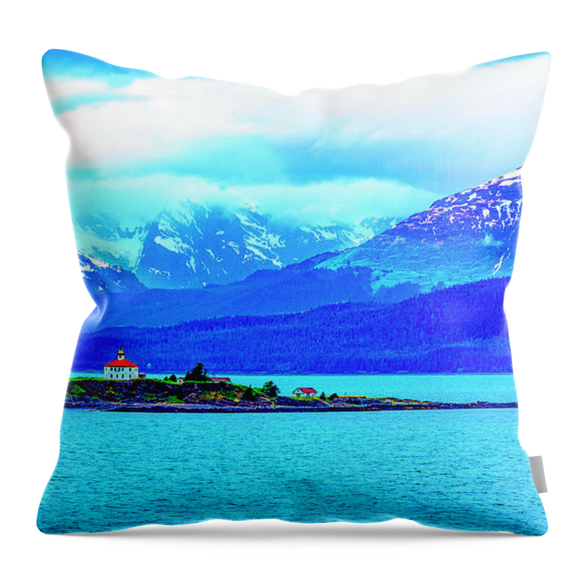 Inside Passage Throw Pillow featuring the digital art Alaska Inside Passage by SnapHappy Photos