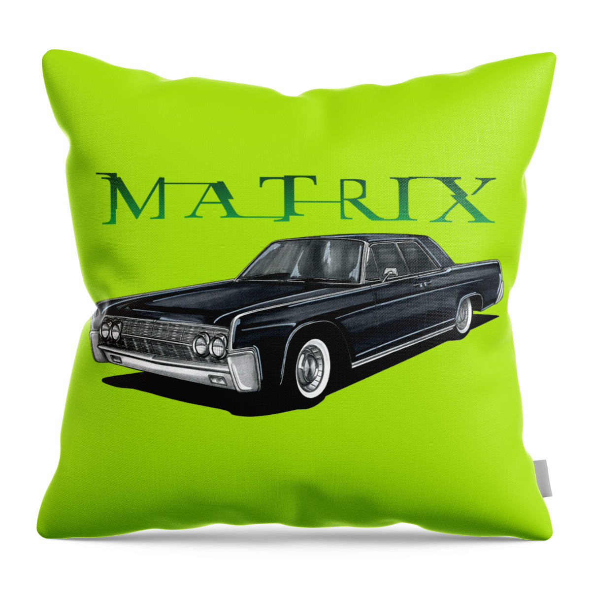 American luxurius Lincoln Continental Sedan 1964 from movie Matrix with  Keanu Reeves #2 Throw Pillow by Vladyslav Shapovalenko - Fine Art America