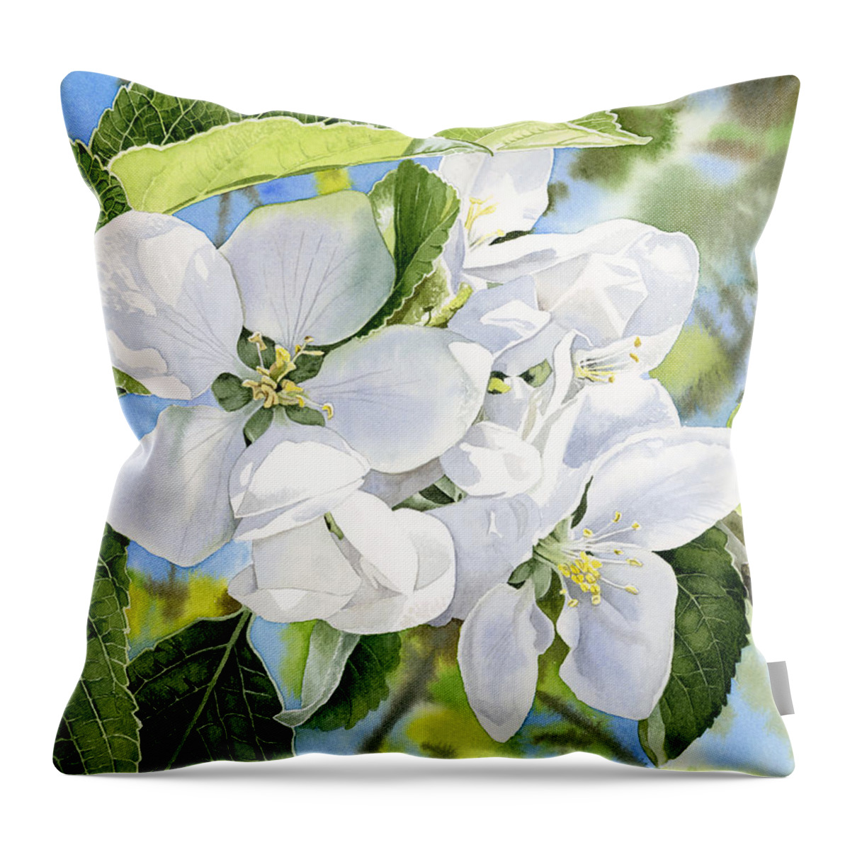 Apple Blossoms Throw Pillow featuring the painting Apple Blossoms by Espero Art