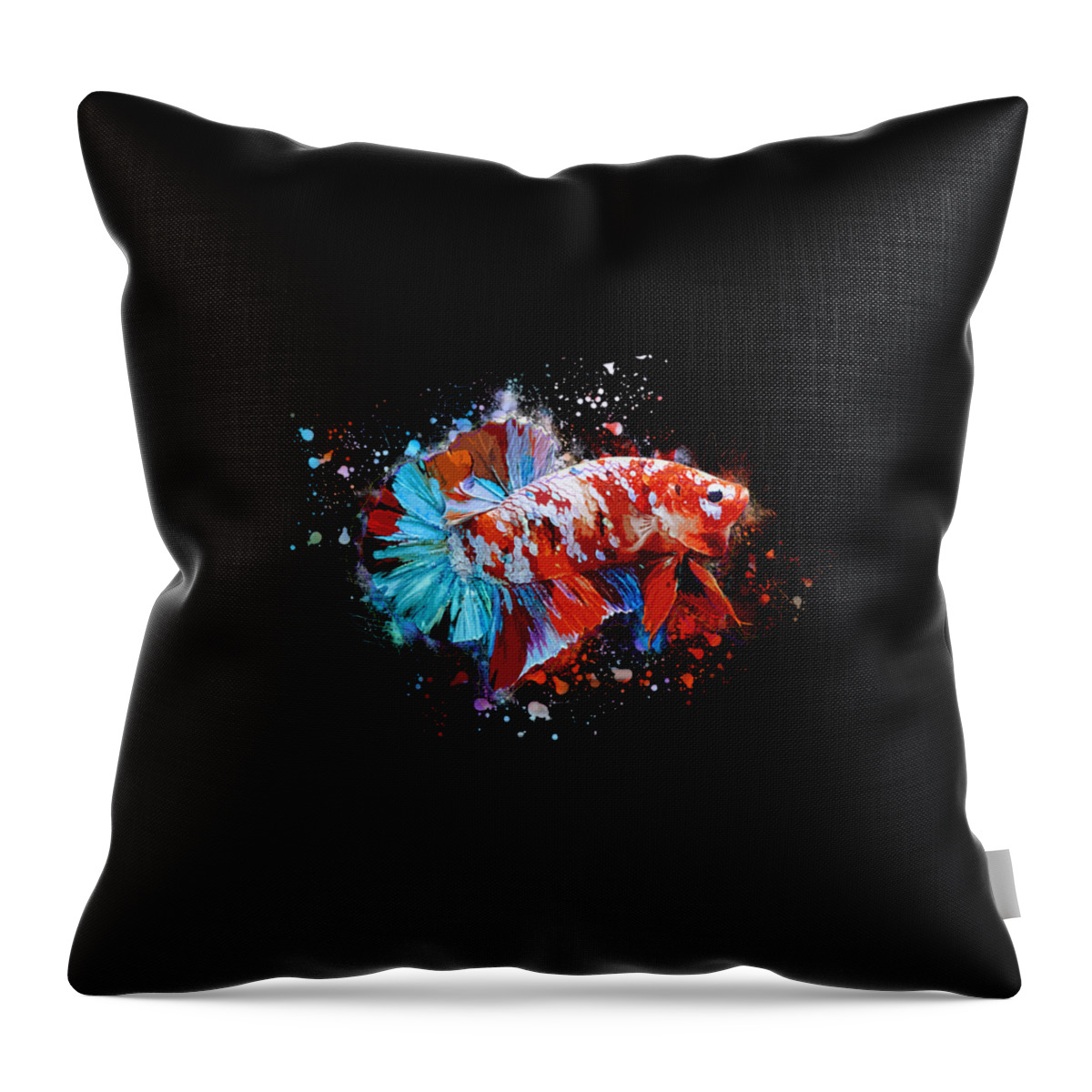 Artistic Throw Pillow featuring the digital art Artistic Galaxy Koi Betta Fish by Sambel Pedes