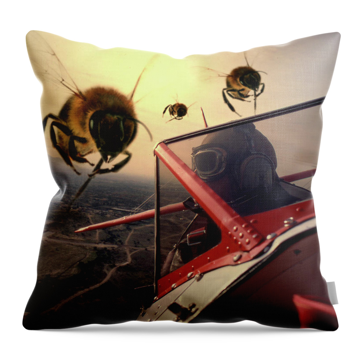 Fantasy Throw Pillow featuring the photograph Bee Attack 2 by Jim Painter