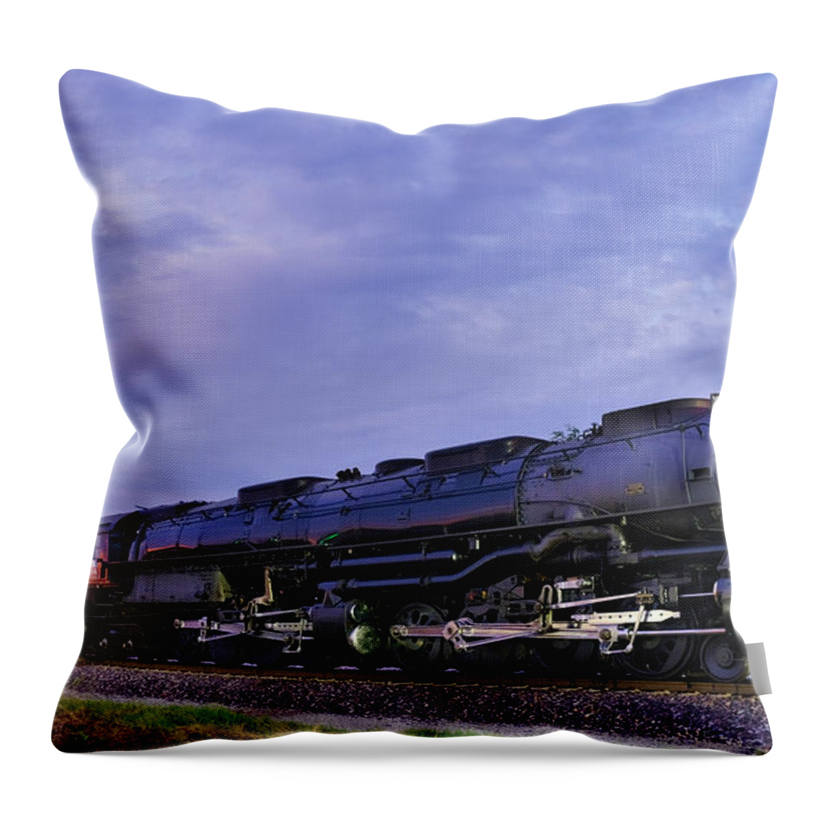 Big Boy #4014 Steam Locomotive Throw Pillow featuring the photograph Big Boy #4014 Steam Locomotive by Robert Bellomy
