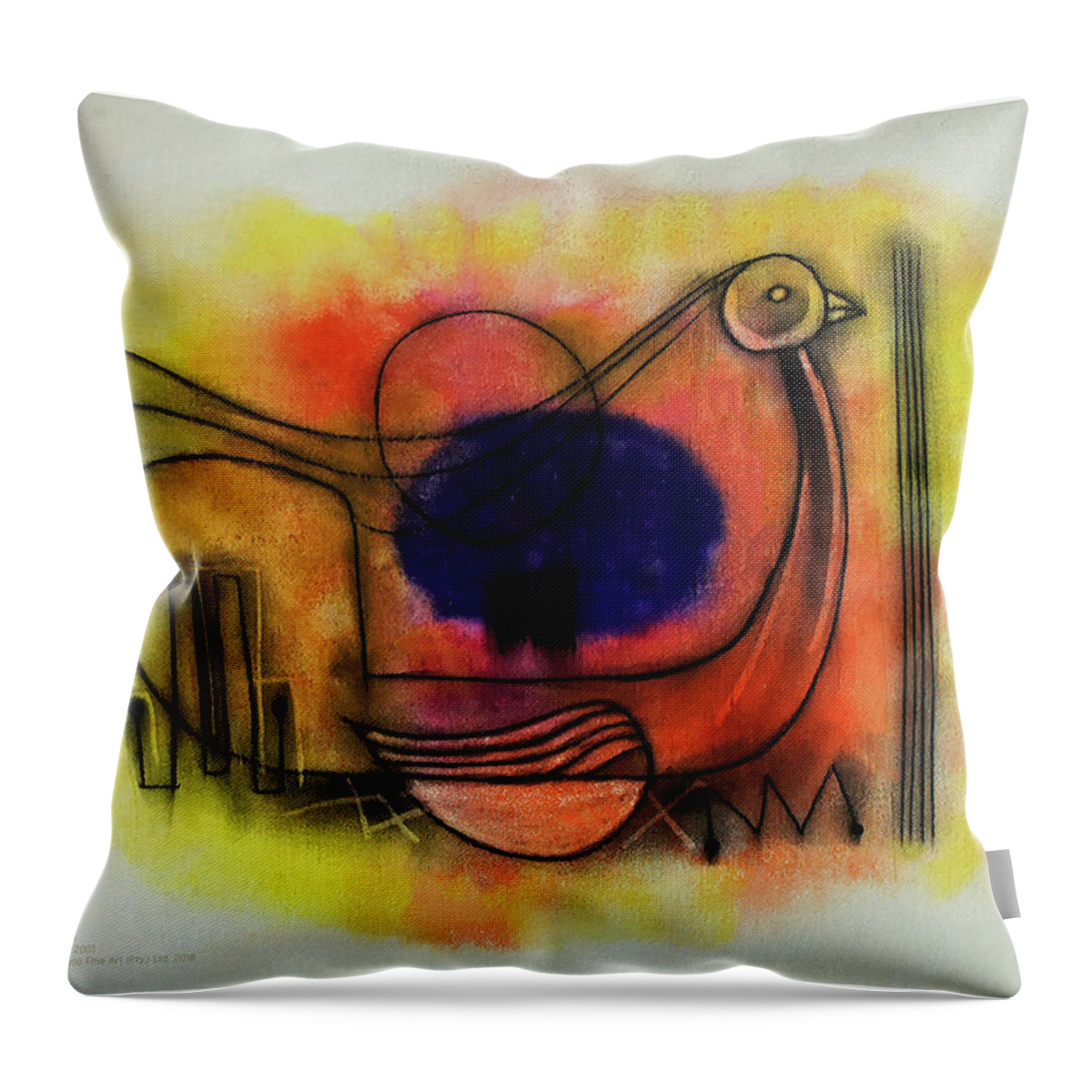 Abstract Throw Pillow featuring the painting Bird Of Spirit by Winston Saoli 1950-1995