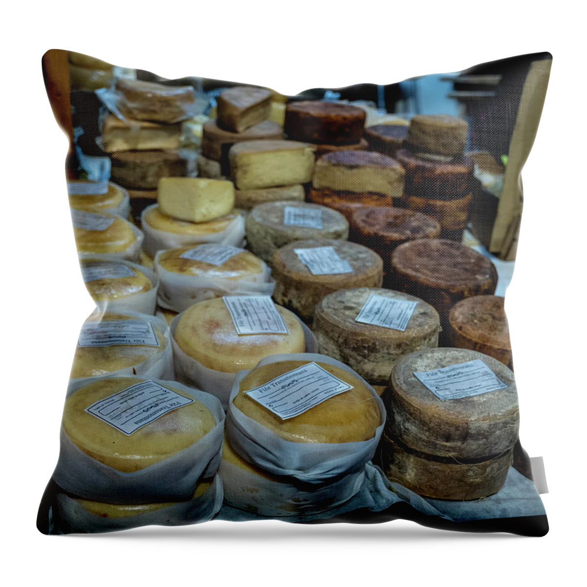 Cheese Throw Pillow featuring the photograph Cheese Market by William Dougherty