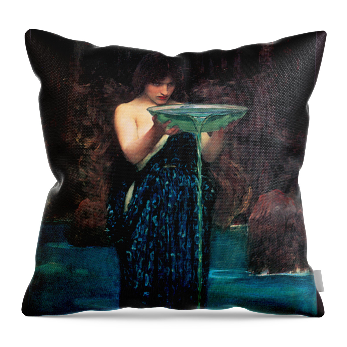 Circe Throw Pillow featuring the painting Circe Invidiosa 1892 by John William Waterhouse
