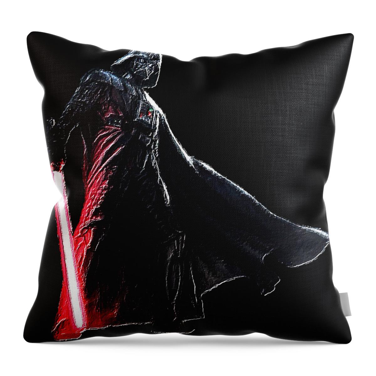 Darth Vader Throw Pillow featuring the painting Darth Vader Star Wars by Tony Rubino