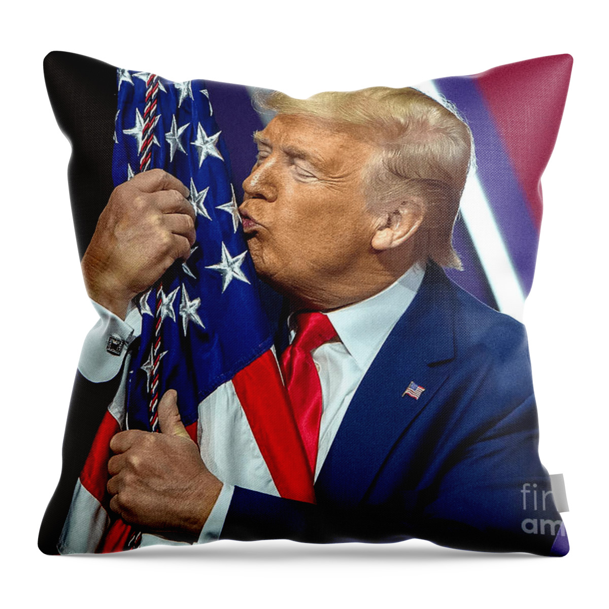 Donald Throw Pillow featuring the photograph Donald Trump by Action
