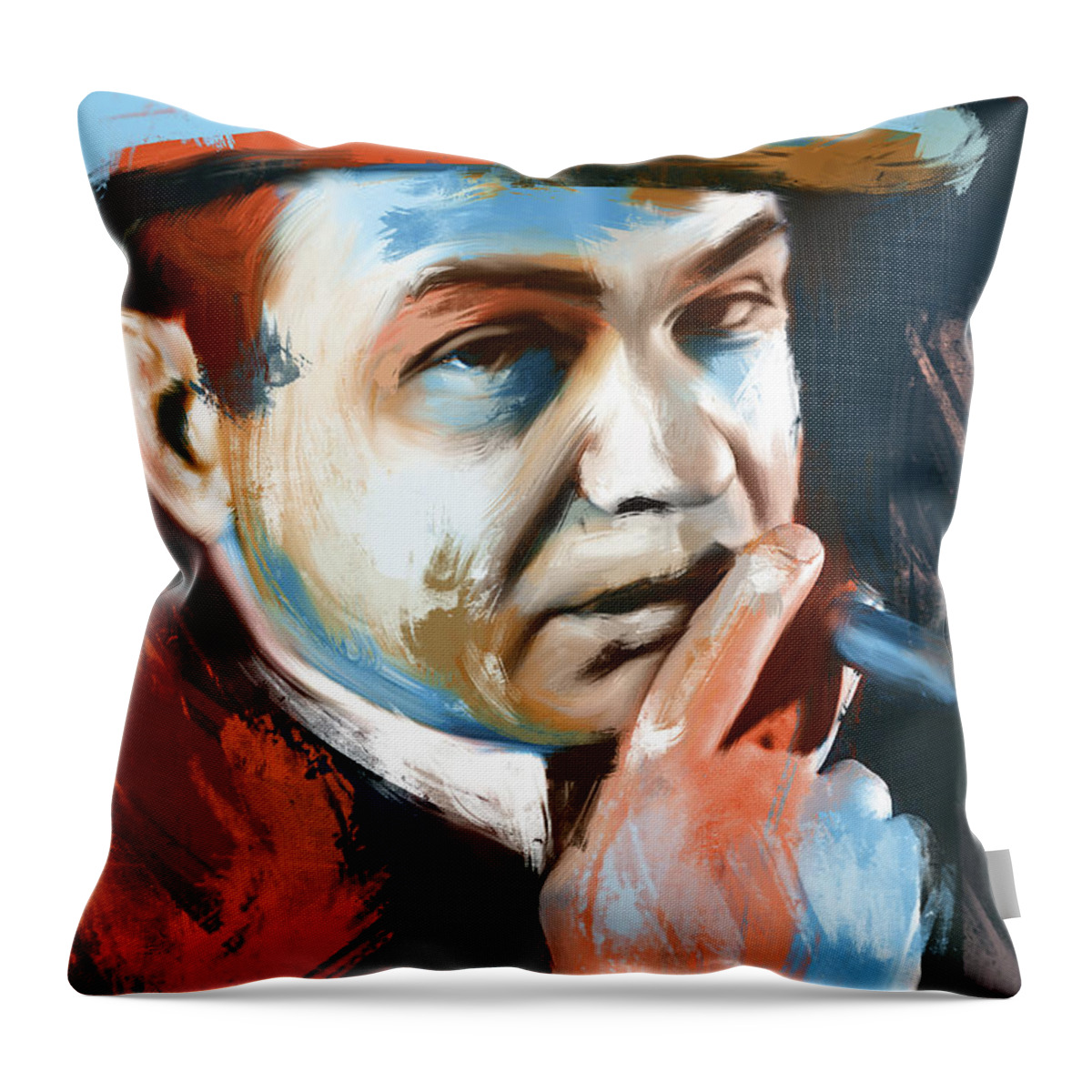 Edward Throw Pillow featuring the painting Edward G. Robinson by Stars on Art