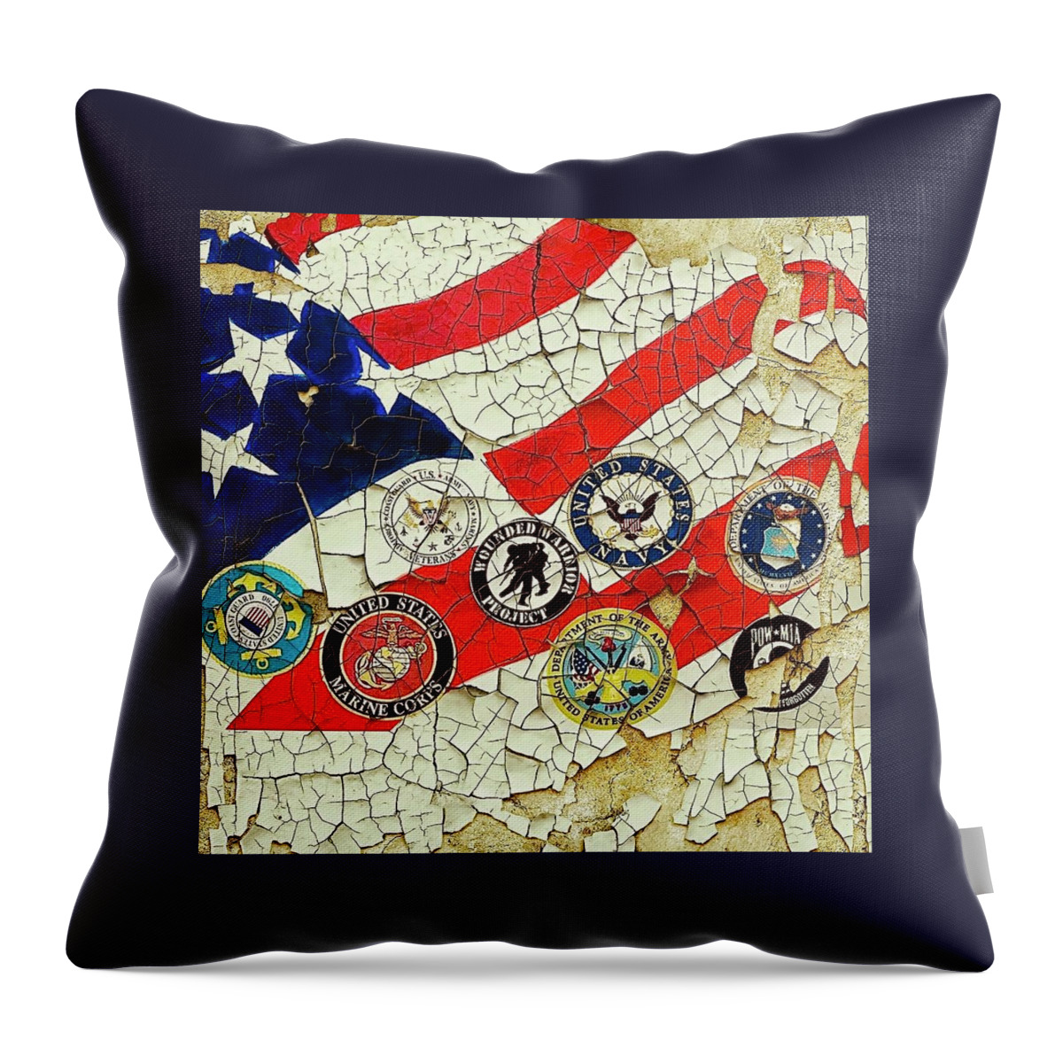  Throw Pillow featuring the mixed media Flag by Angie ONeal