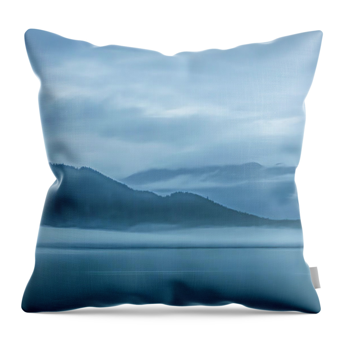 Alaska Throw Pillow featuring the photograph Foggy Morning in Juneau by Marcy Wielfaert