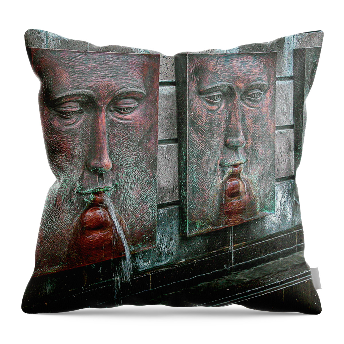 Fountains Throw Pillow featuring the photograph Fountains - Mexico by Frank Mari