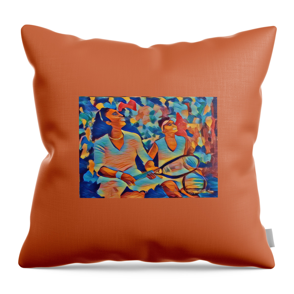  Throw Pillow featuring the painting G.o.a.t by Angie ONeal