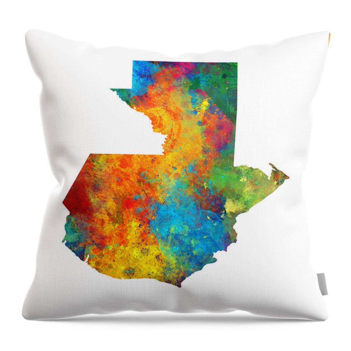 Guatemala Throw Pillow featuring the digital art Guatemala Watercolor Map by Michael Tompsett