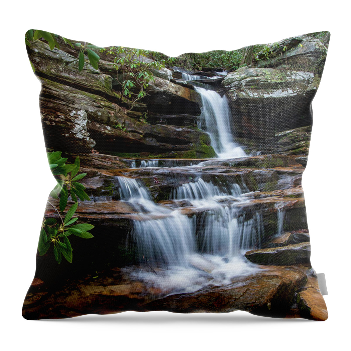 Hidden Falls. Hanging Rock State Park Throw Pillow featuring the photograph Hidden Falls by Chris Berrier