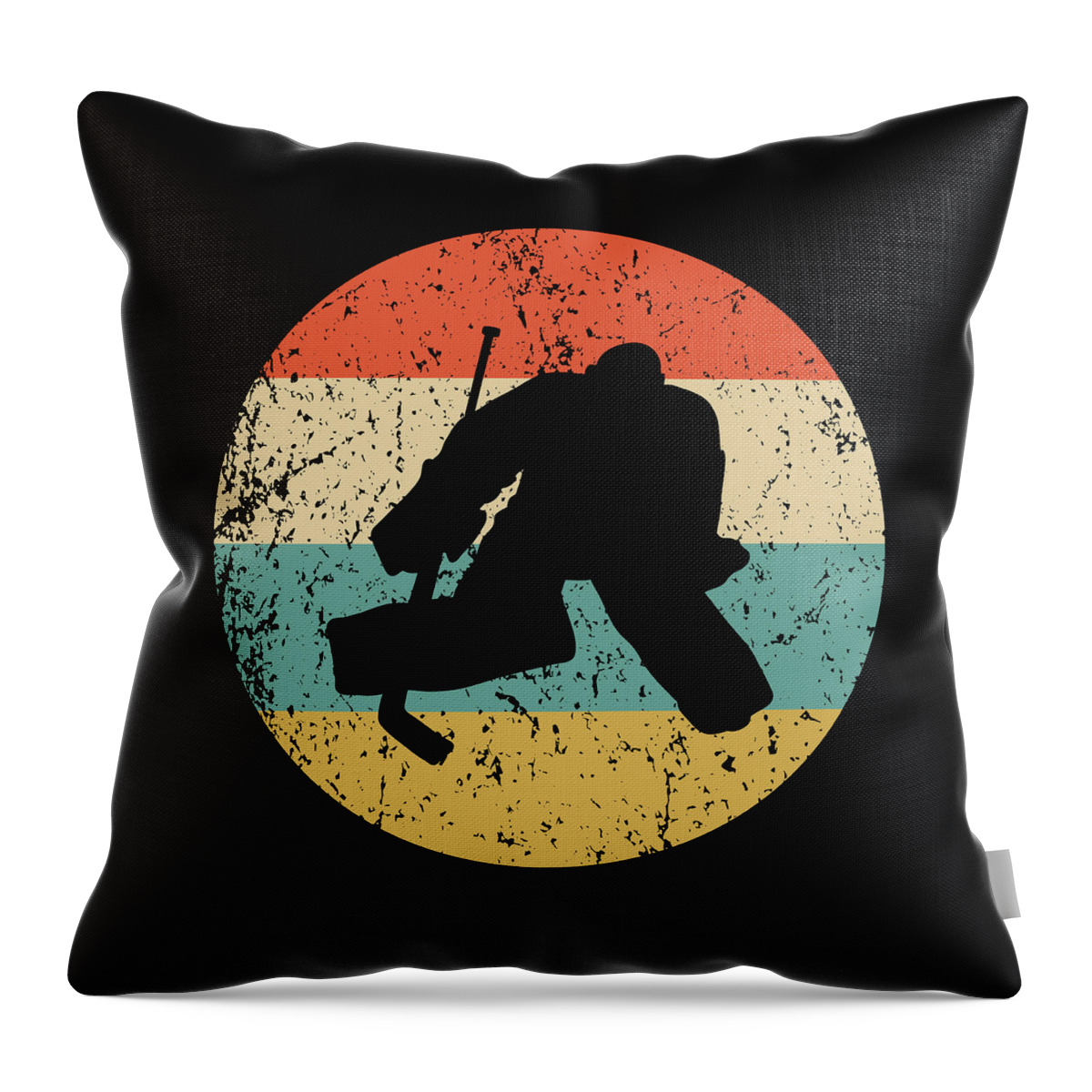 Hockey Vintage Retro Hockey Goalie Circle Icon Throw Pillow by Kevin Garbes  - Pixels