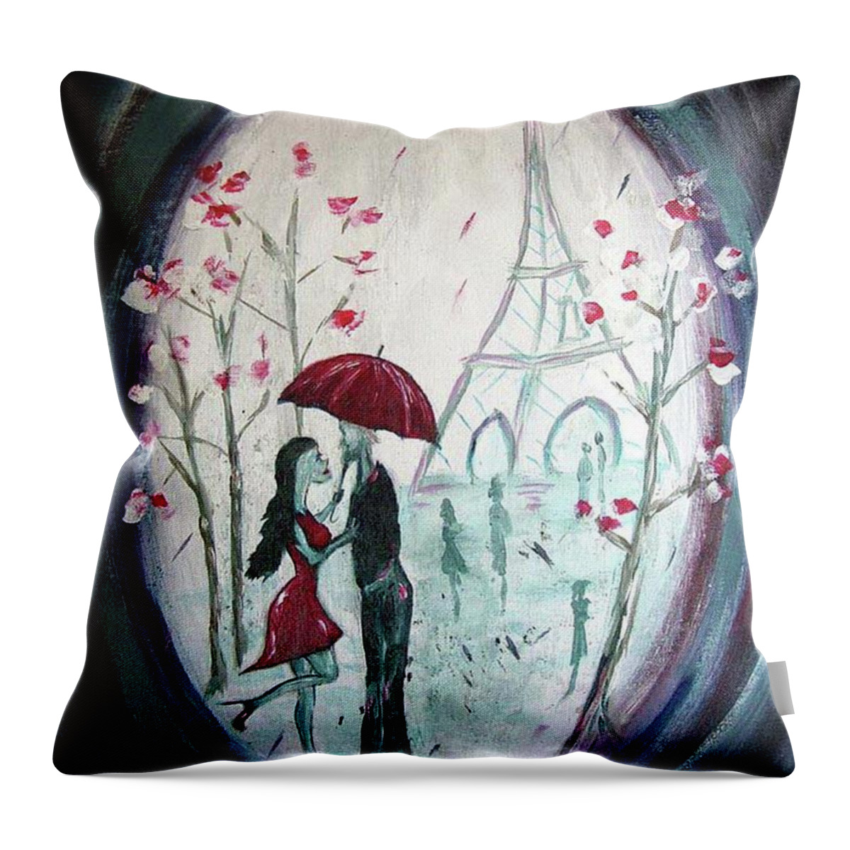Romantic Throw Pillow featuring the painting I only have eyes for you. by Roxy Rich