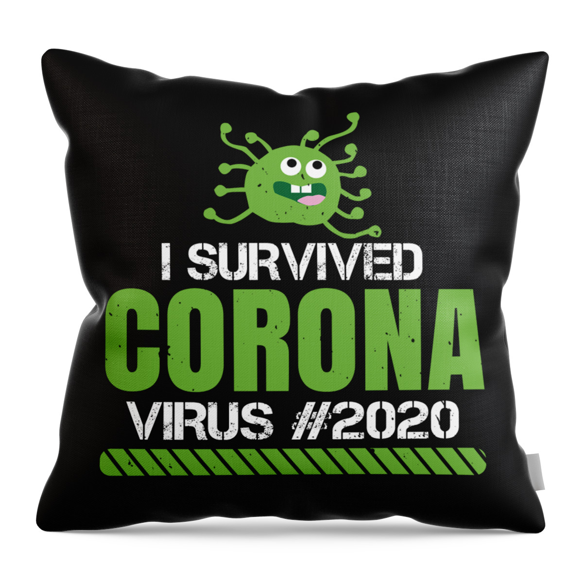 Sarcastic Throw Pillow featuring the digital art I survived coronavirus 2020 by Jacob Zelazny