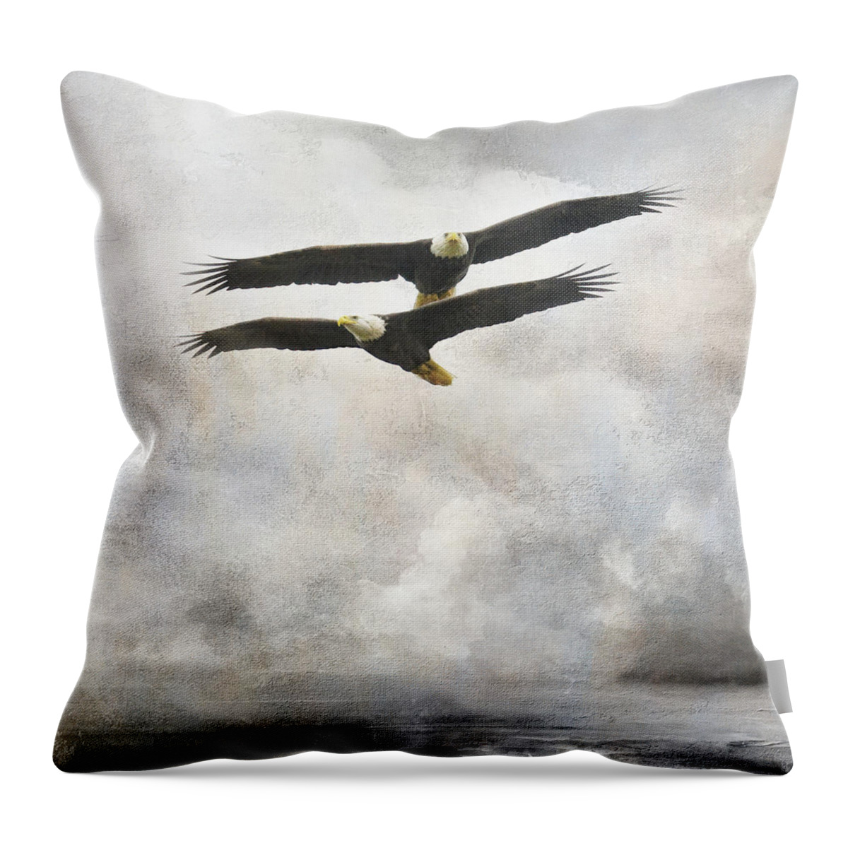 Bald Eagle Throw Pillow featuring the photograph Joined by Jai Johnson