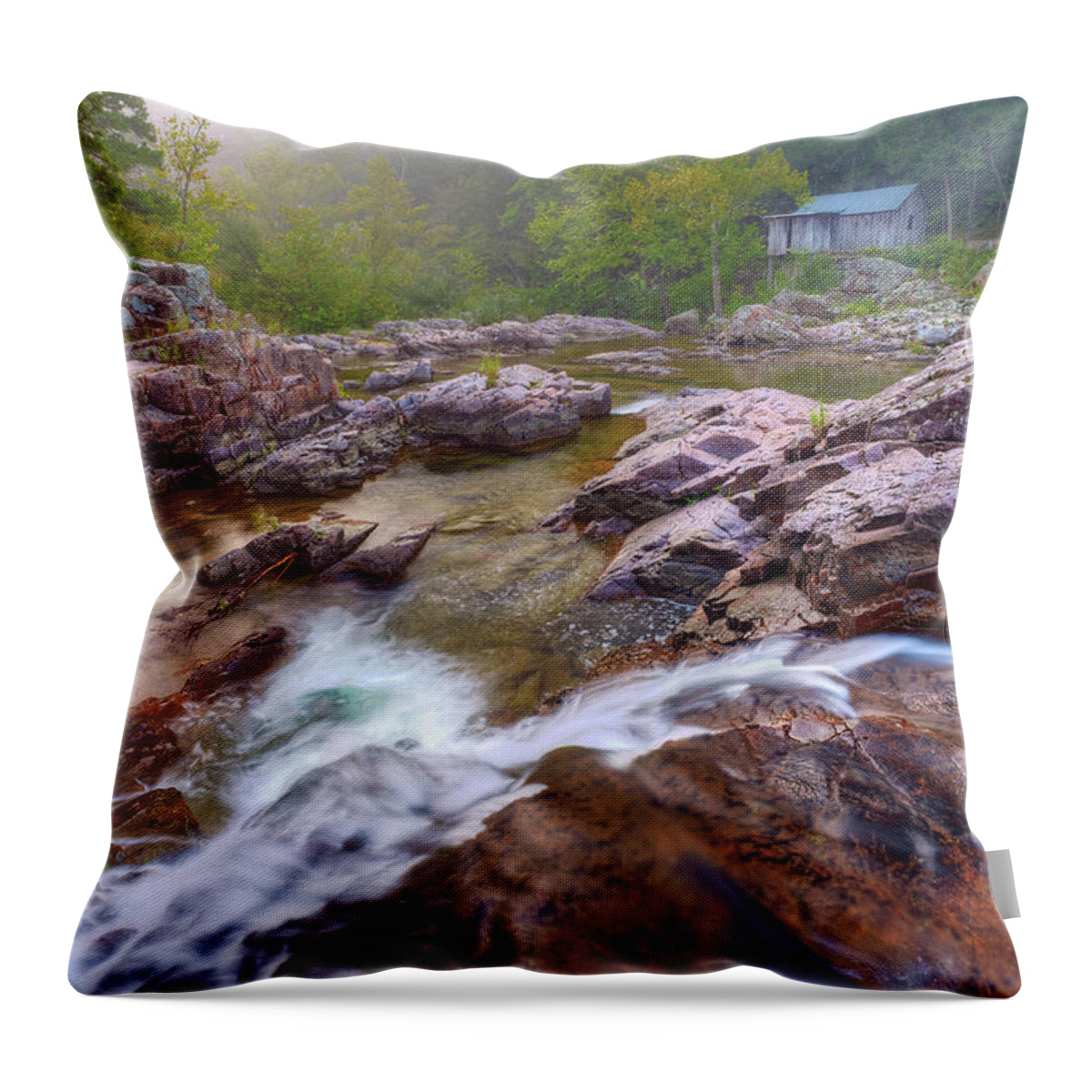 Ozark National Scenic Riverways Throw Pillow featuring the photograph Klepzig Mill by Robert Charity