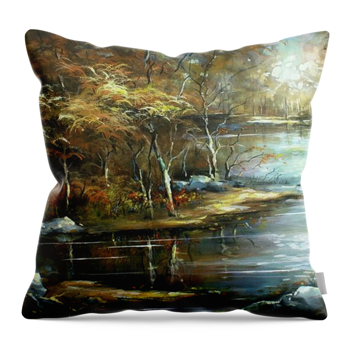 Landscape Throw Pillow featuring the painting Landscape by Michael Lang