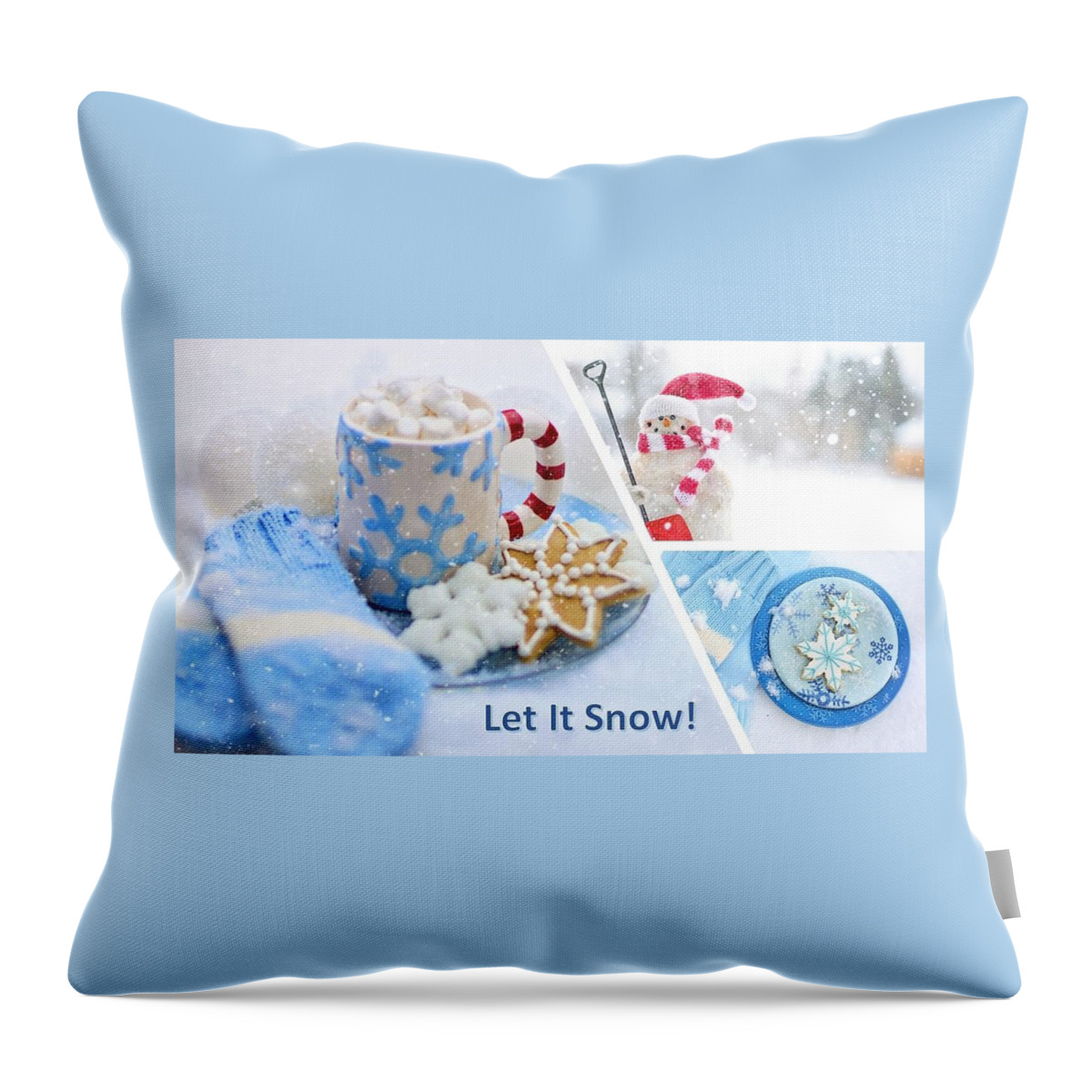 Snow Throw Pillow featuring the photograph Let It Snow in Blue Tones by Nancy Ayanna Wyatt