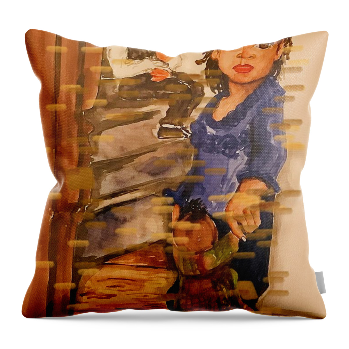  Throw Pillow featuring the painting Little Girl by Angie ONeal