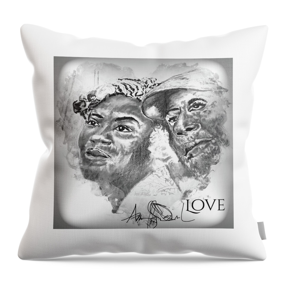  Throw Pillow featuring the drawing Love by Angie ONeal