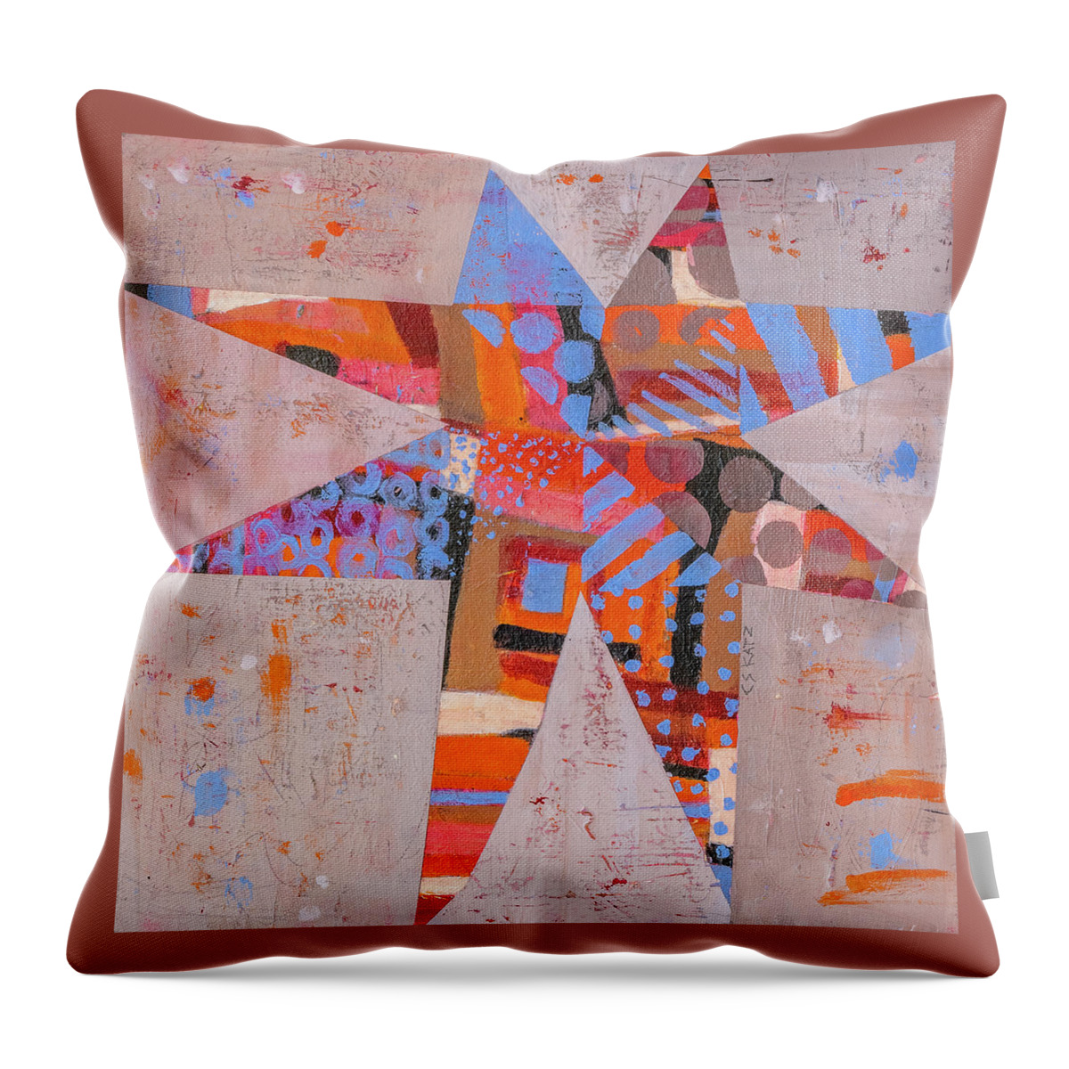 Star Throw Pillow featuring the painting Manly Star by Cyndie Katz