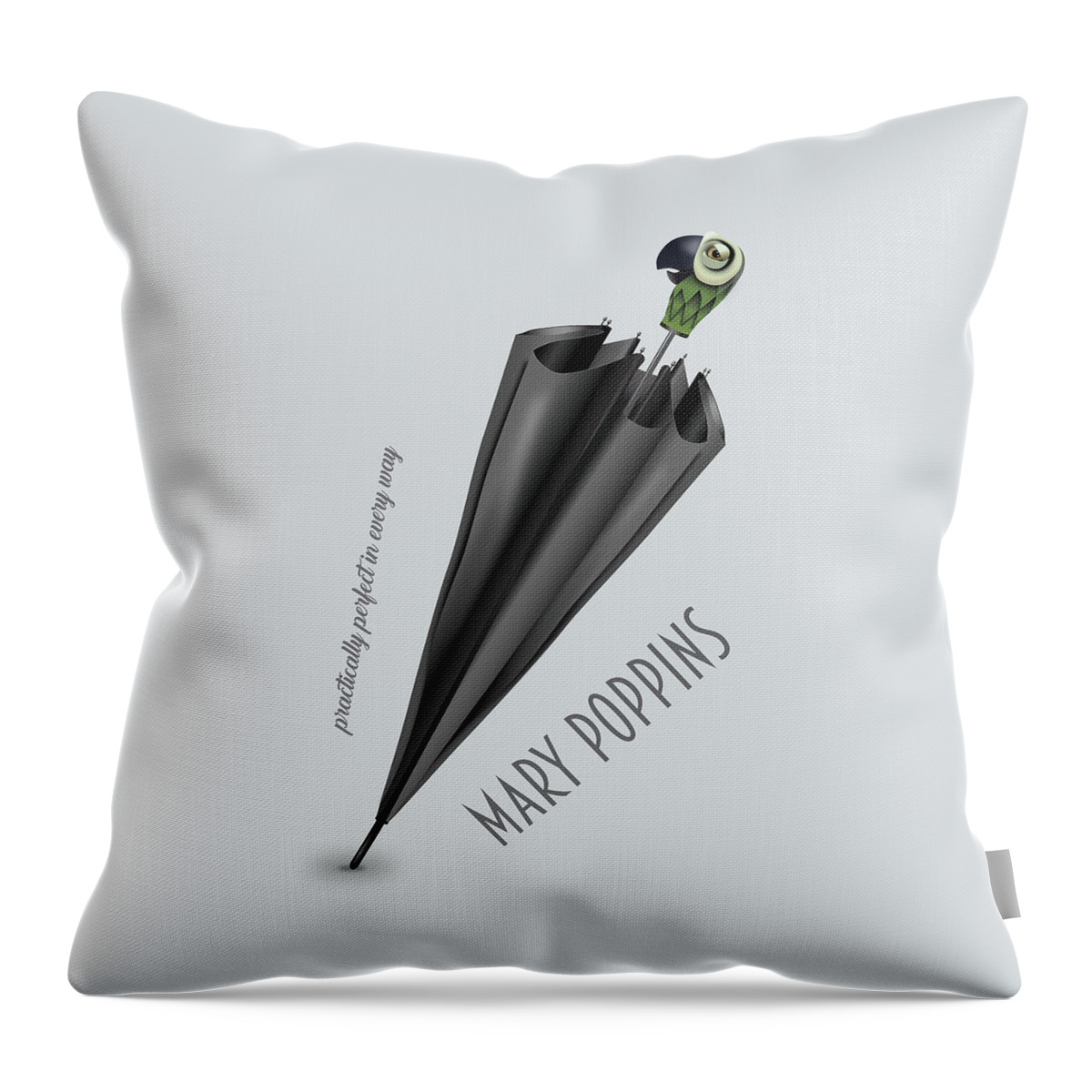 Mary Poppins Throw Pillow featuring the digital art Mary Poppins - Alternative Movie Poster by Movie Poster Boy