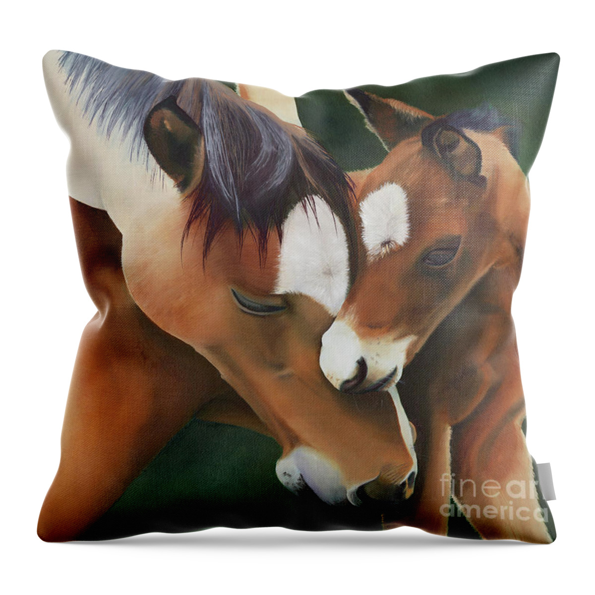 Cute Foal Throw Pillow featuring the painting Mother's Love by Shannon Hastings