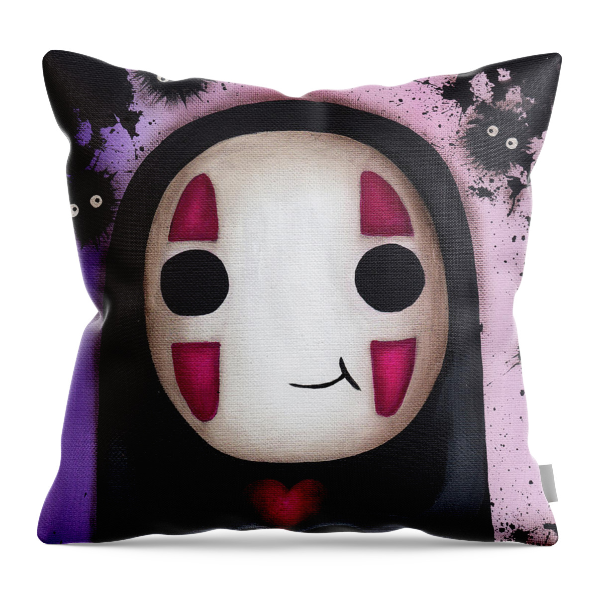 No Face Throw Pillow featuring the painting No Face with a heart by Abril Andrade