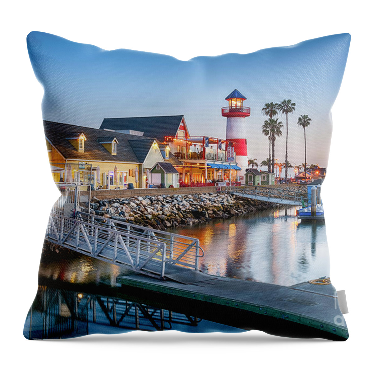 California Throw Pillow featuring the photograph Oceanside Harbor Village at Dusk by David Levin