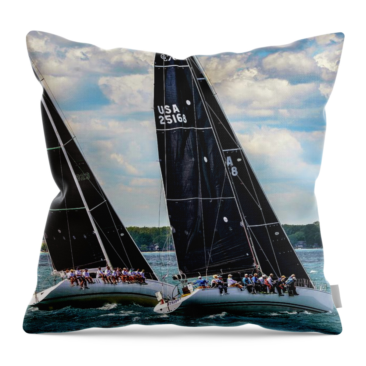 Ohana Throw Pillow featuring the photograph Ohana and Stripes BYC Mac Race 2020 by Michael Thomas
