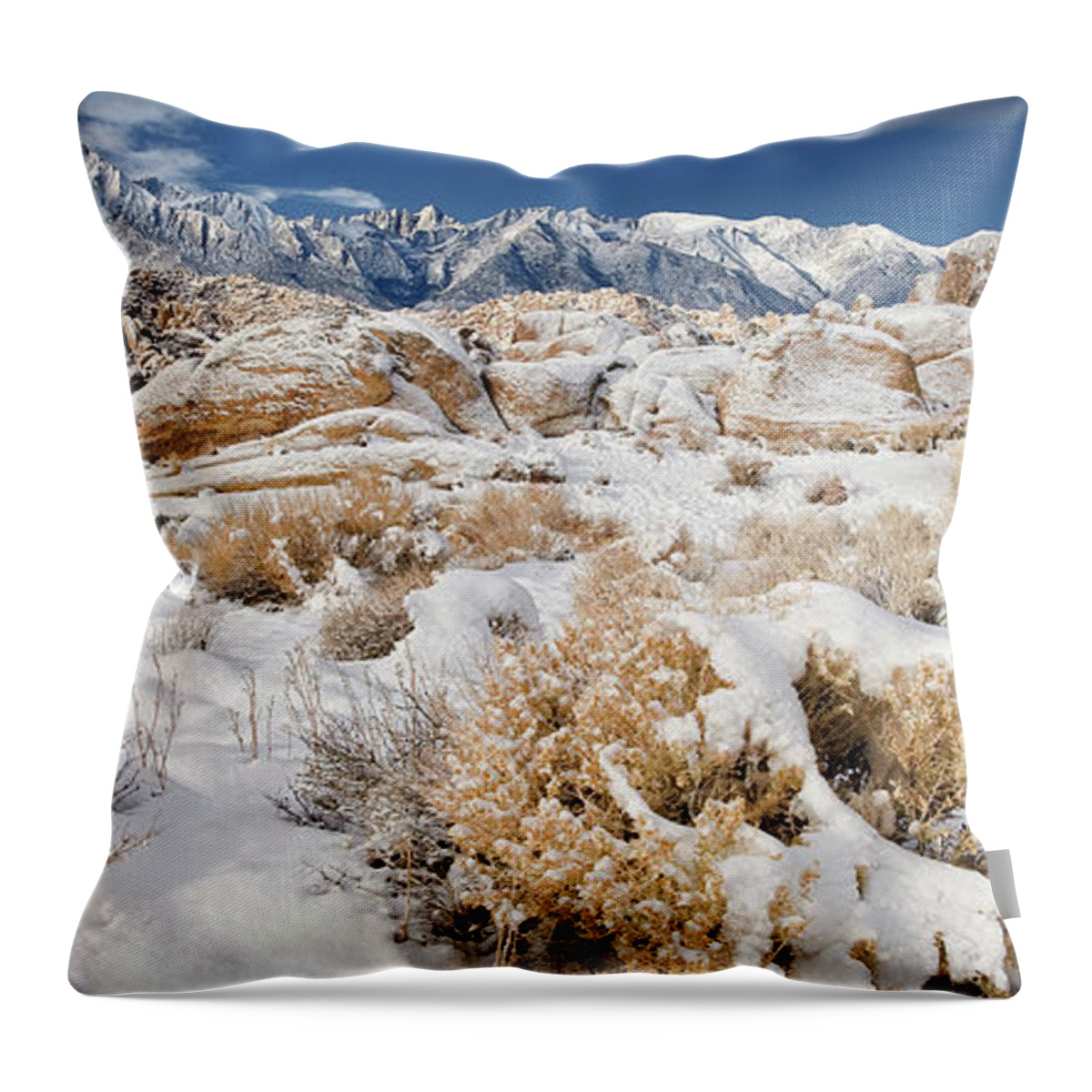 Dave Welling Throw Pillow featuring the photograph Panorama Winter Sunrise Alabama Hills Eastern Sierras by Dave Welling