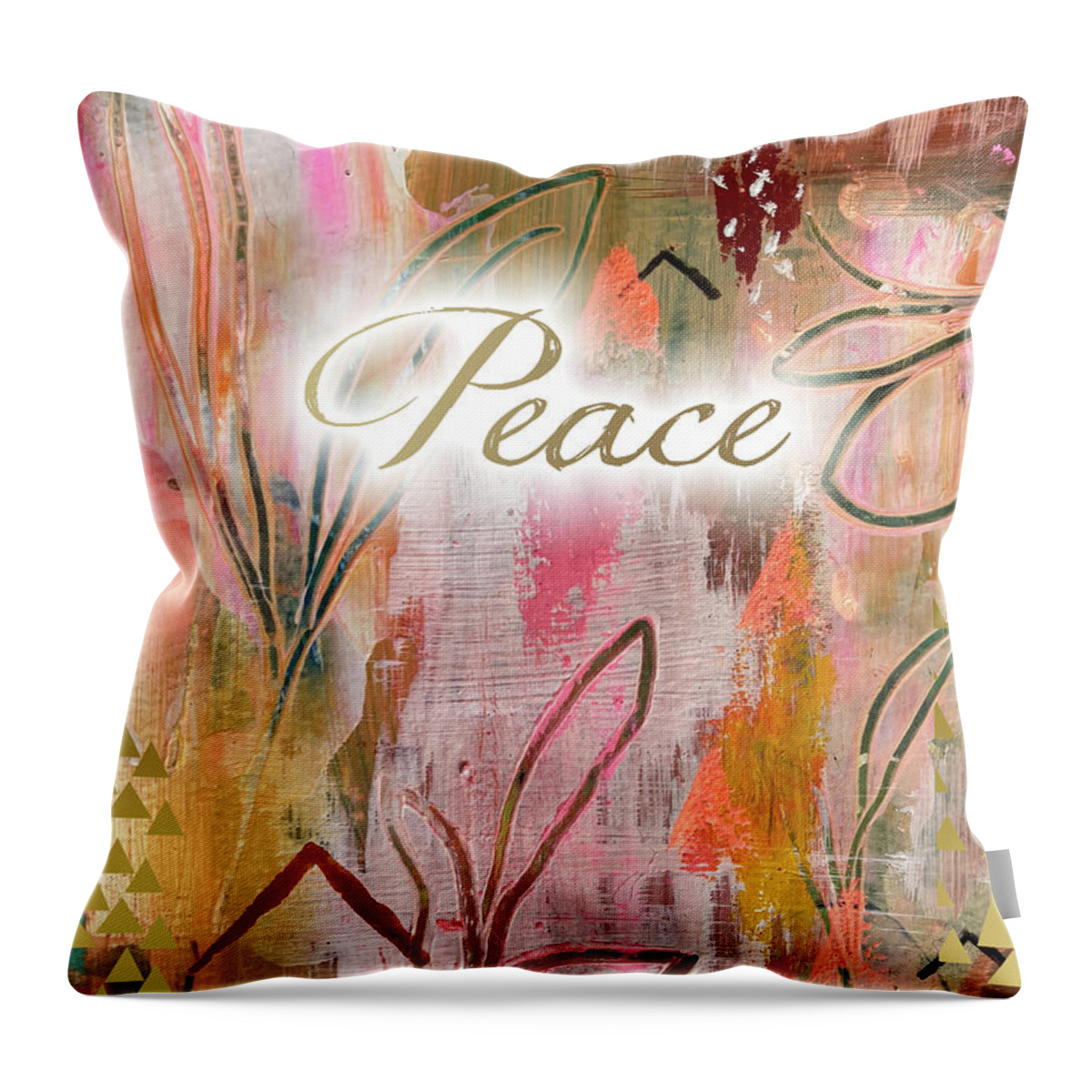 Peace Throw Pillow featuring the mixed media Peace by Claudia Schoen